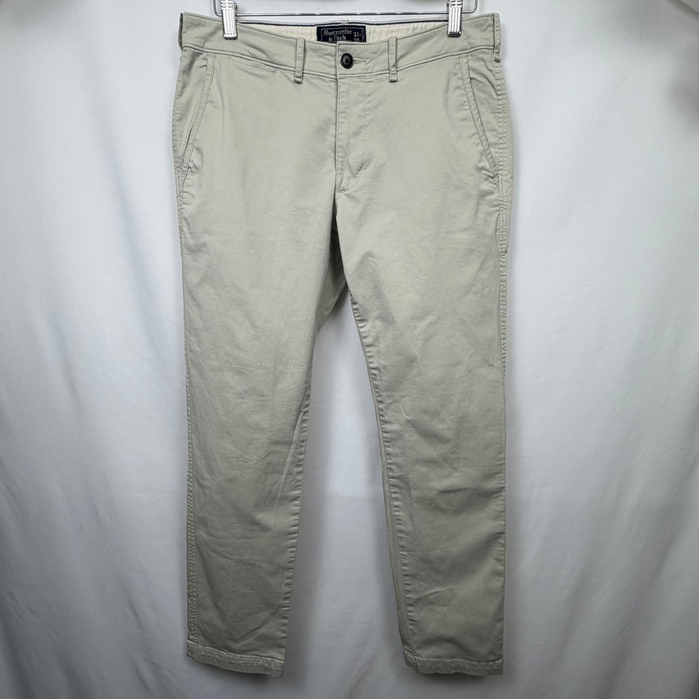 Abercrombie & Fitch Langdon Slim Stretch Chino Pants Khaki Tan 31x30 Mens
